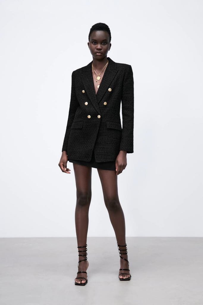 A Classic Blazer: Zara Buttoned Textured Weave Blazer