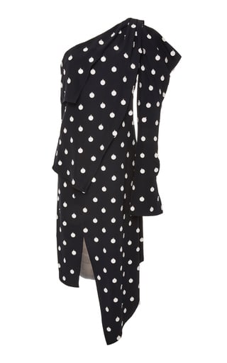 Monse One Shoulder Draped Polka Dot Dress