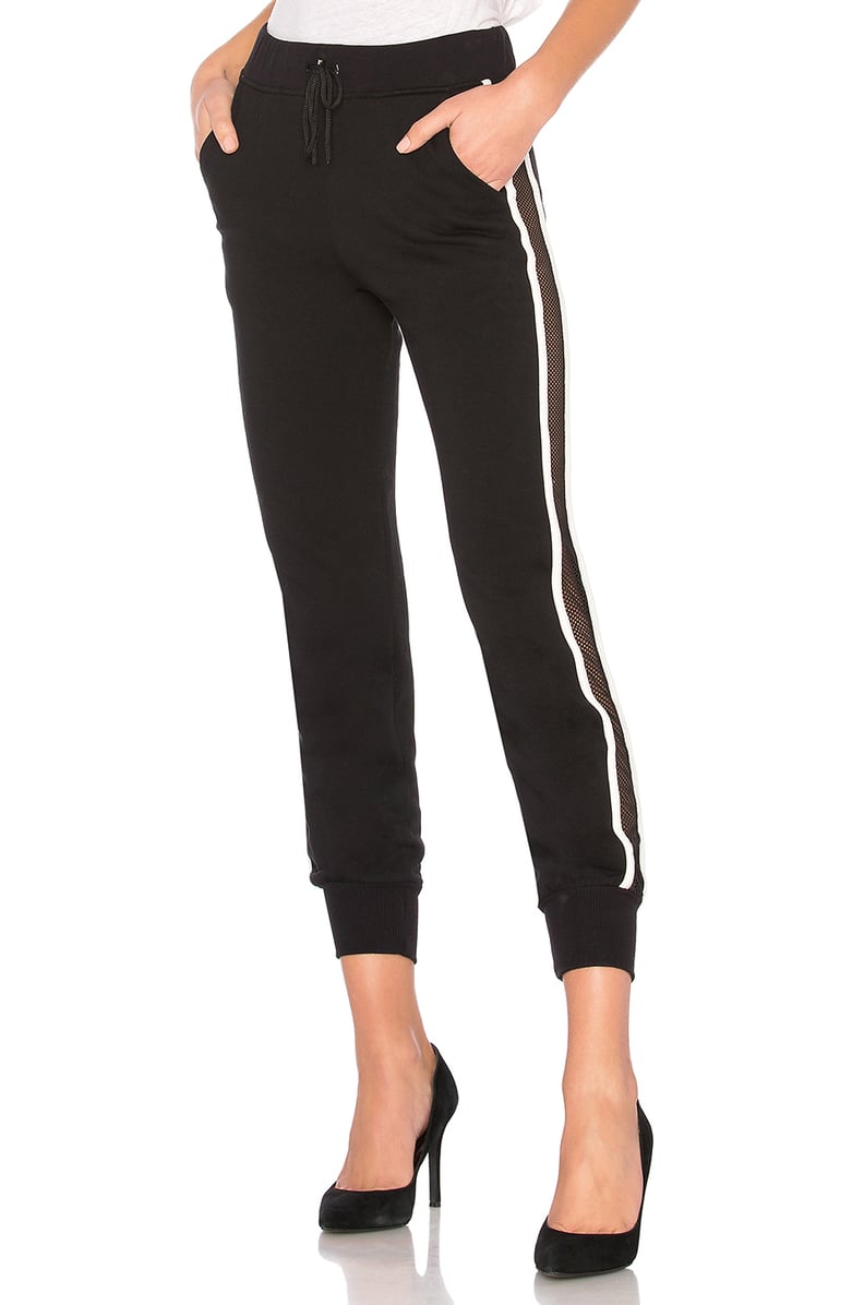 Women Snap Button Striped Side Pants Jogger Track