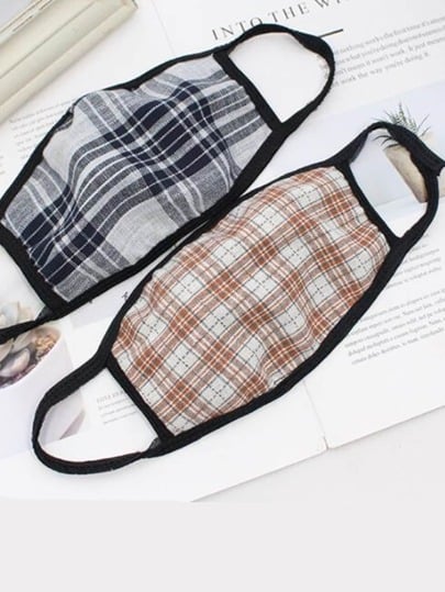 1pc Plaid Pattern Mouth Mask