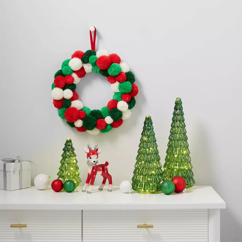 Target Red, Green, and White Pom-Pom Wreath