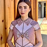 See Photos Of Lily Collins S 2021 Sag Awards Look Simple Silhouette So Many Details Lily Collins Was Puttin On The Glitz For The Sag Awards Popsugar Fashion Photo 2