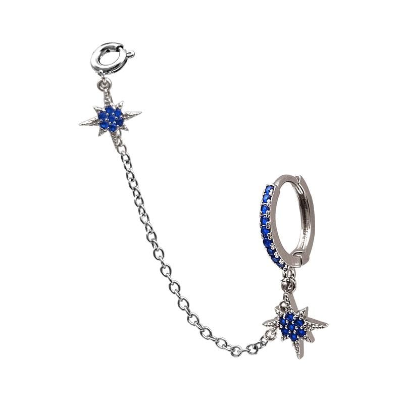 Silver Blue Star Hoop & Chain