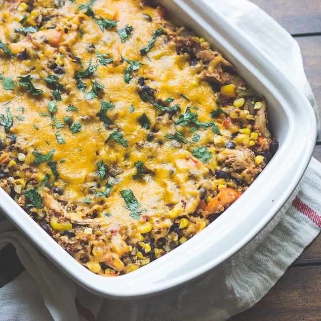 Hatch Chile, Corn, and Quinoa Casserole