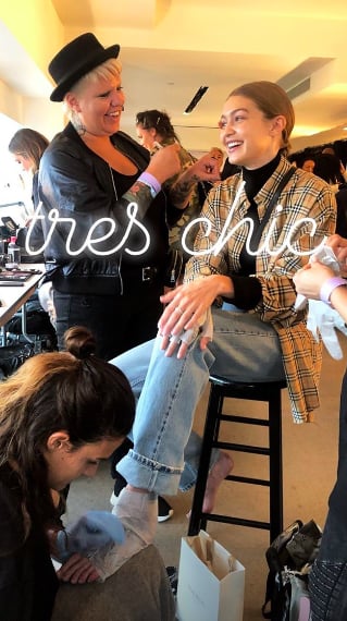 Bella Captured Her Sister Gigi in a Burberry Shirt Backstage Bella Captured Her Sister Gigi in a Burberry Shirt Backstage