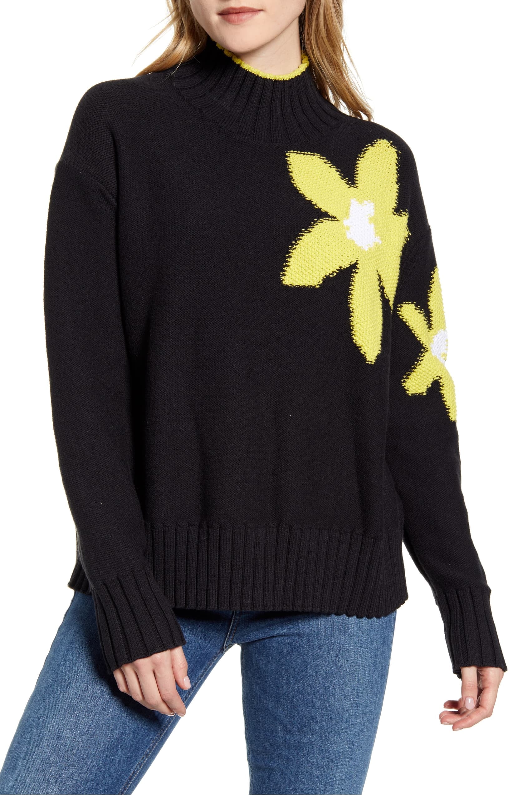 Lou \u0026 Grey Floral Turtleneck Sweater 