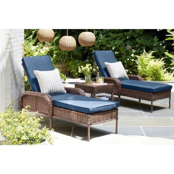 Hampton Bay Cambridge Brown Wicker Outdoor Patio Chaise Lounge