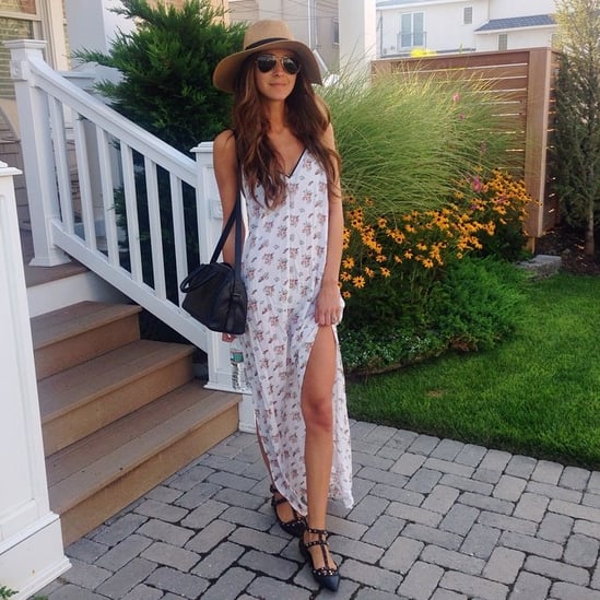 It's clear that this street style look — from the floppy brim to the lightweight, breezy appeal of this floral maxi dress — is perfect for a beach day.
Source: Instagram user somethingnavy