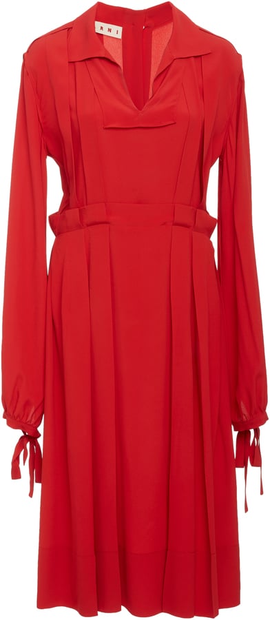 Marni Washed Crepe Long Sleeve Dress