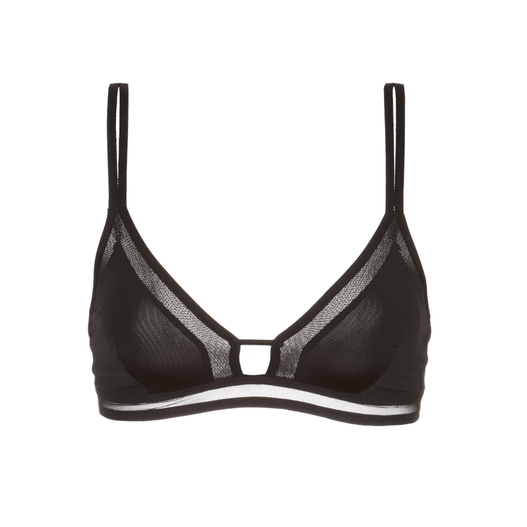 Lively Mesh Trim Bralette in Jet Black