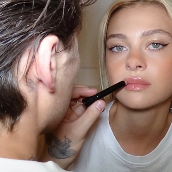 Brooklyn Beckham Applies VBB Lipstick on Nicola Peltz