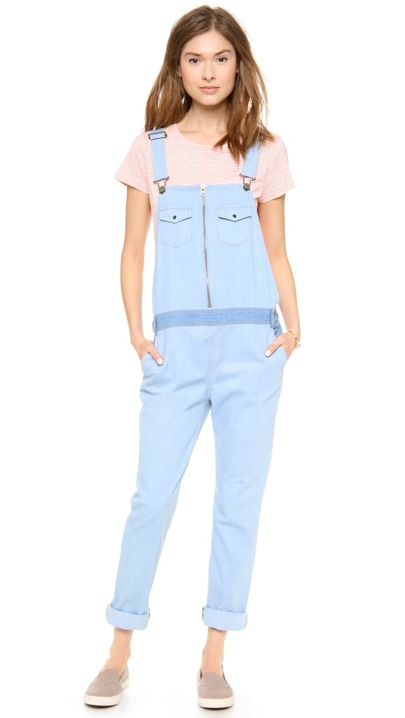 April May light denim overalls ($317)