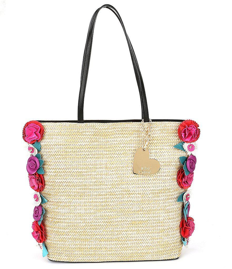 Betsey Johnson Gypsy Floral Straw Tote