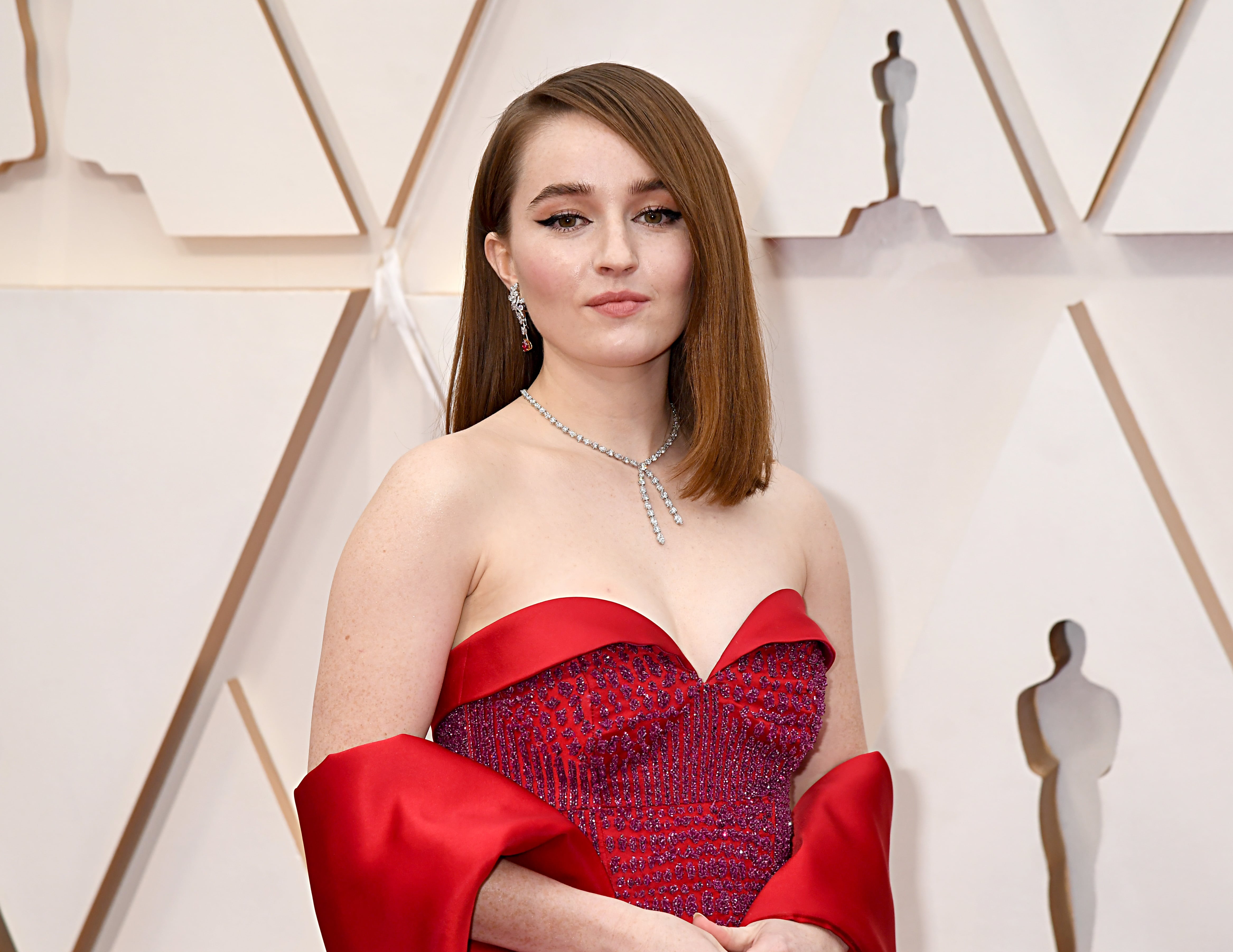 The Givenchy Three — custom Louis Vuitton gown worn by Kaitlyn Dever to