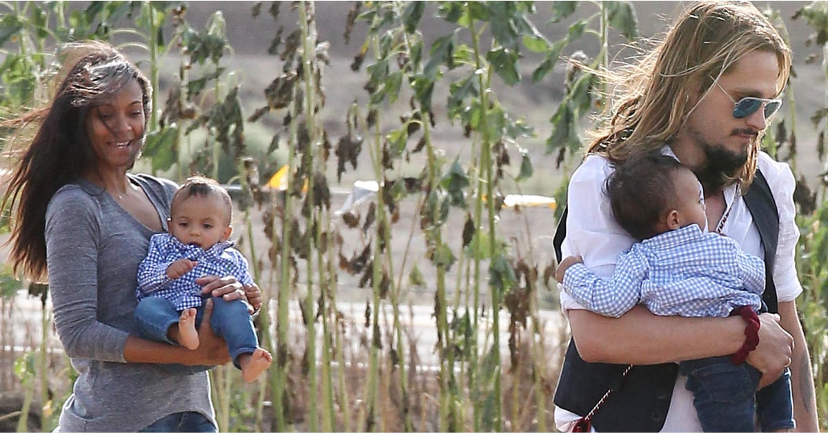 Zoe Saldana and Marco Perego Take Twins to the Pumpkin Patch | POPSUGAR