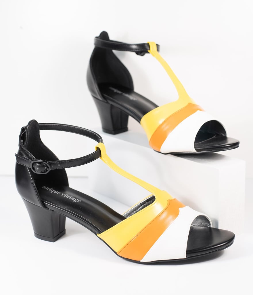 Unique Vintage Candy Corn T-Strap Charisse Heels