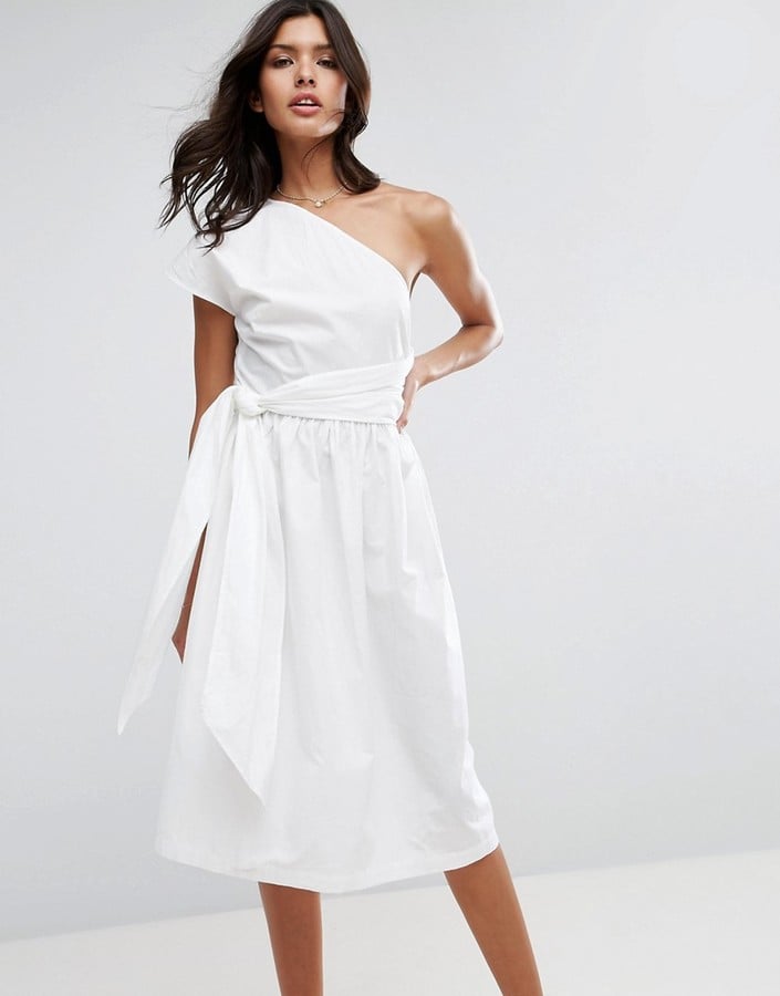 one shoulder cotton dress
