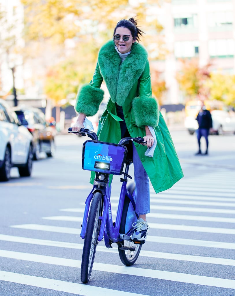 Kendall Jenner Green Coat on Her Birthday in NYC 2018