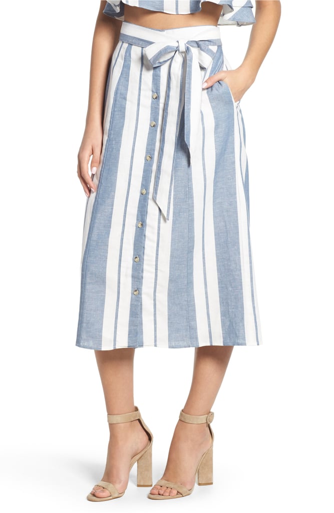 WAYF Stripe Midi Skirt