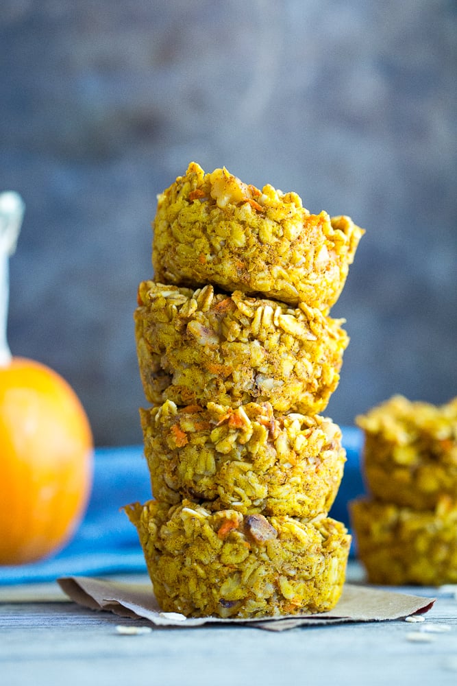 Healthy Pumpkin and Carrot Baked Oatmeal Cups