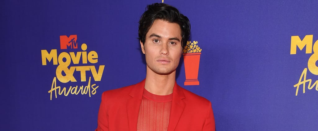 Chase Stokes Wears Red Suit With Sheer Top at the MTV Awards