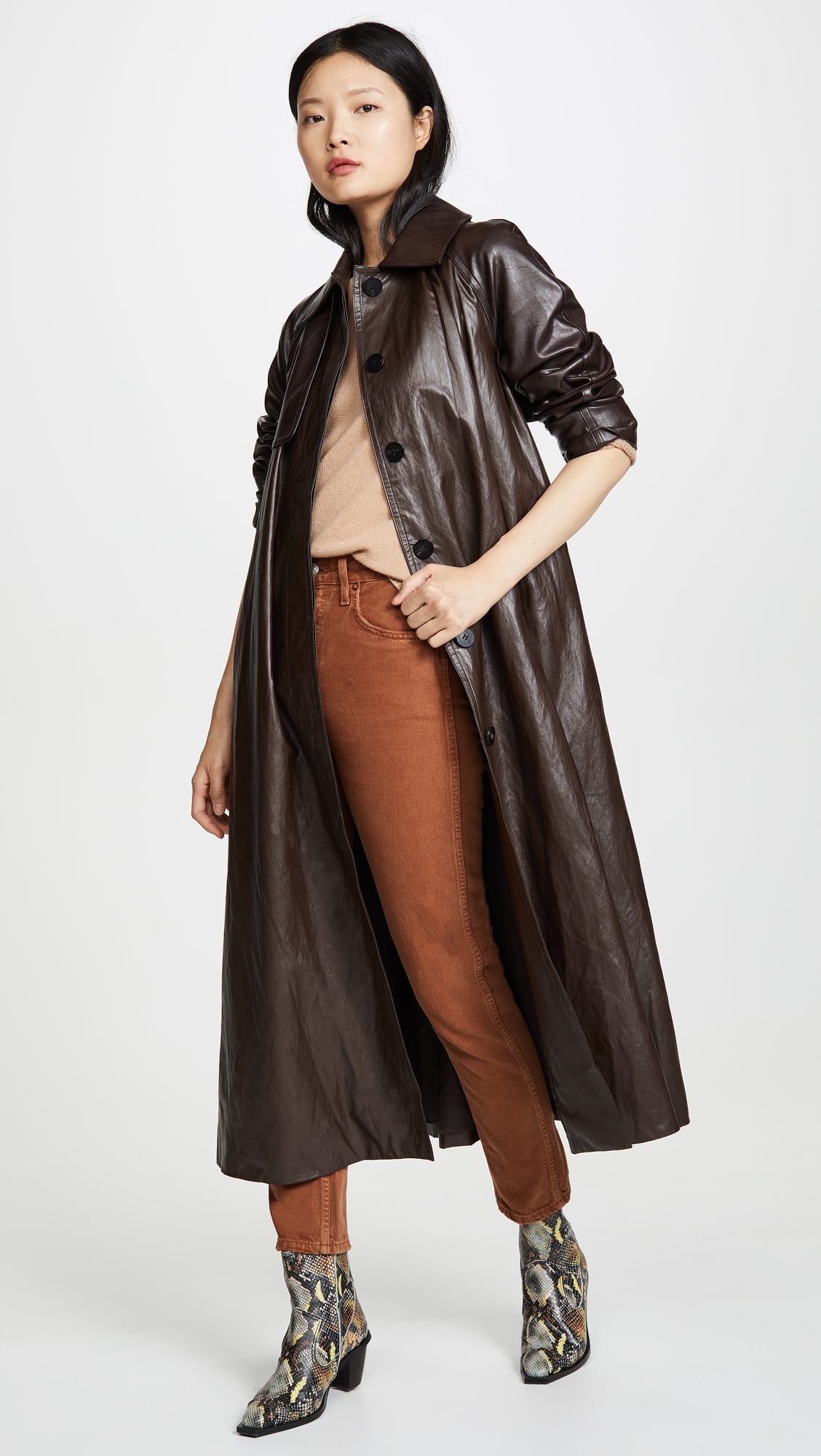 Goen.J Faux Leather Trench Coat If You re Going to Invest in 1