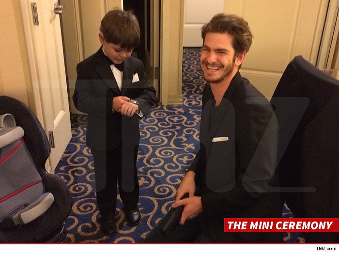 After his planned Oscars appearance was canceled in February 2014, Andrew honored his commitment to San Francisco Batkid Miles Scott by taking him to Disneyland. Before their day at the park, Andrew and Miles conducted an adorable mini Oscars ceremony at the hotel.
Source: TMZ