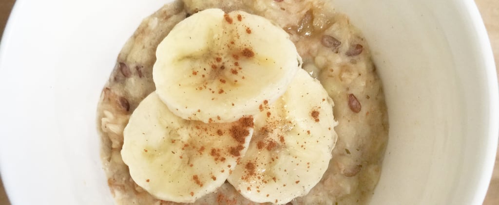 Microwaveable Mug Oatmeal With Peanut Butter and Banana