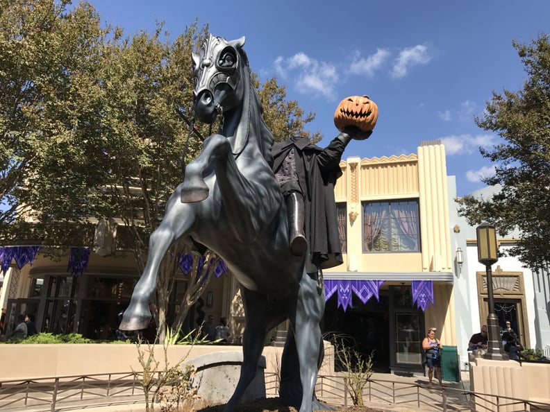 The Headless Horseman terrorizes Buena Vista street.