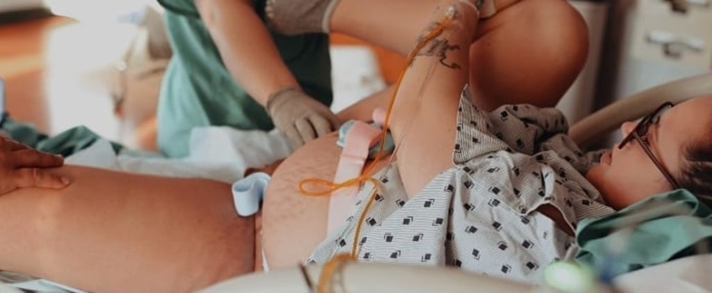 Candid Photo of Mom Pushing During Childbirth