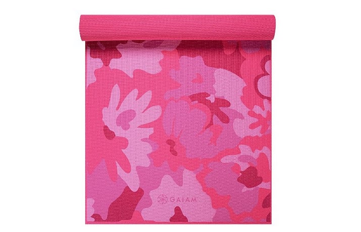 Gaiam Pink Printed Yoga Mat  11 Yoga Mats You'll Want to Bring to