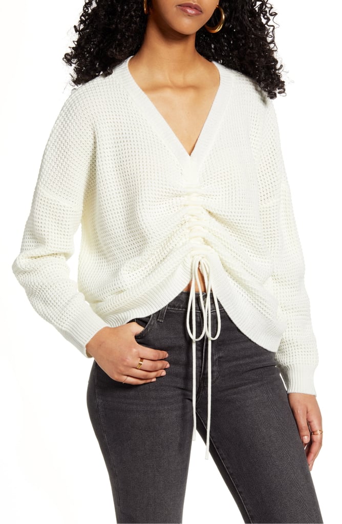 Cotton Emporium Oversize Ruched Drawstring Sweater