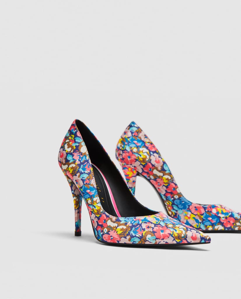 Zara Printed High Heel Court Shoes