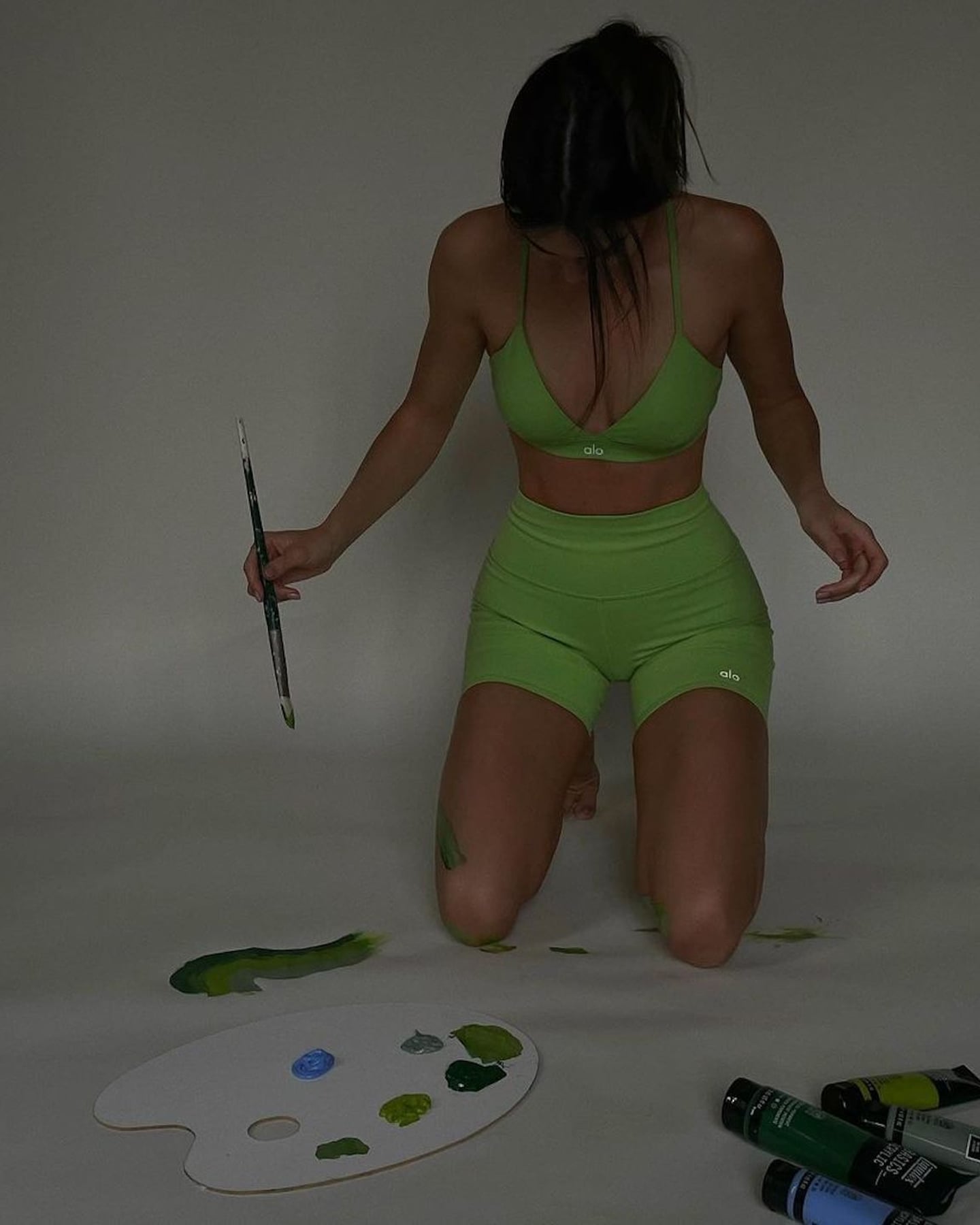 Kendall Jenner's Alo Yoga Set: Shop Her Lime Green Bra & Bike Shorts