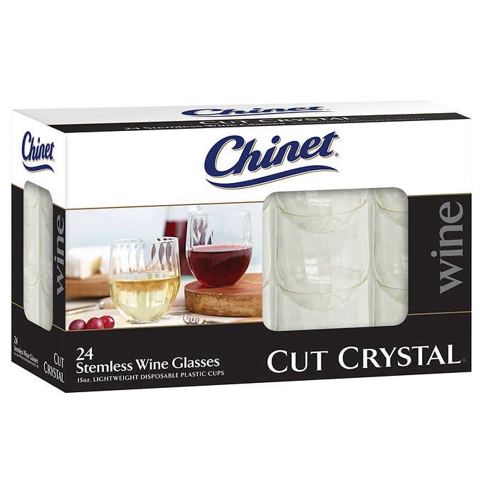 Chinet Cut Crystal Stemless Wine Glasses