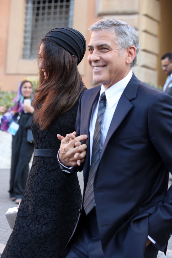 Amal Clooney's Black Lace Dress For Seminary by Pope Francis