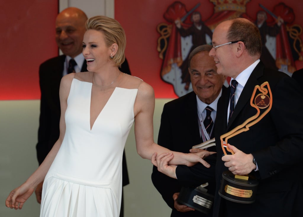 Princess Charlene's Ivory Gown at Monaco Grand Prix
