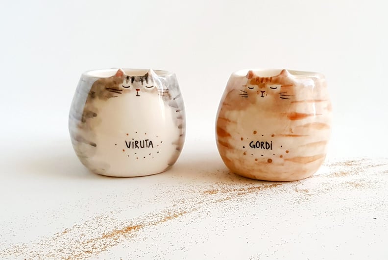 For a Cat Parent: Personalized Ceramic Mug With Cat Shape