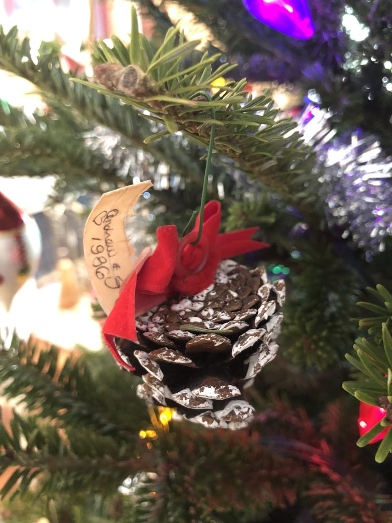 This Frosty Pinecone From My Parents' First Christmas Together