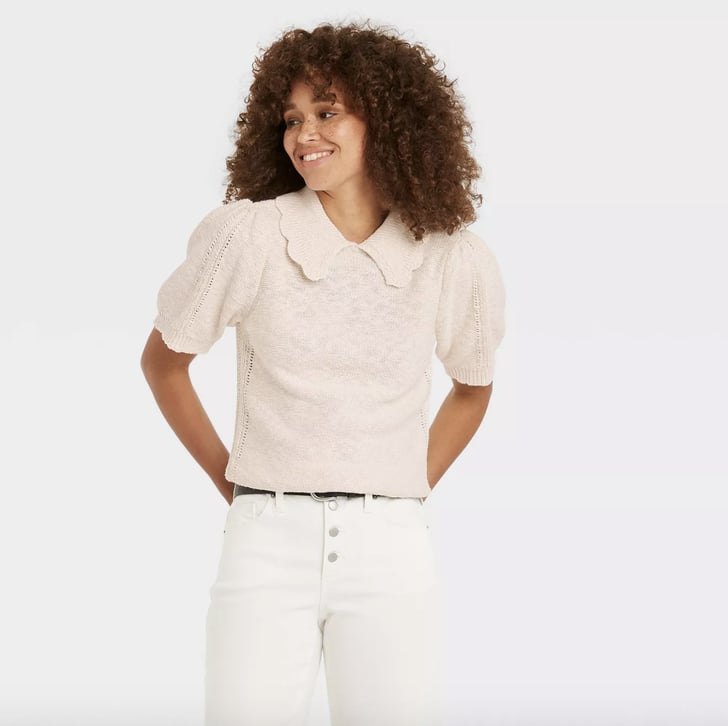 Short sleeve sweater with collar online