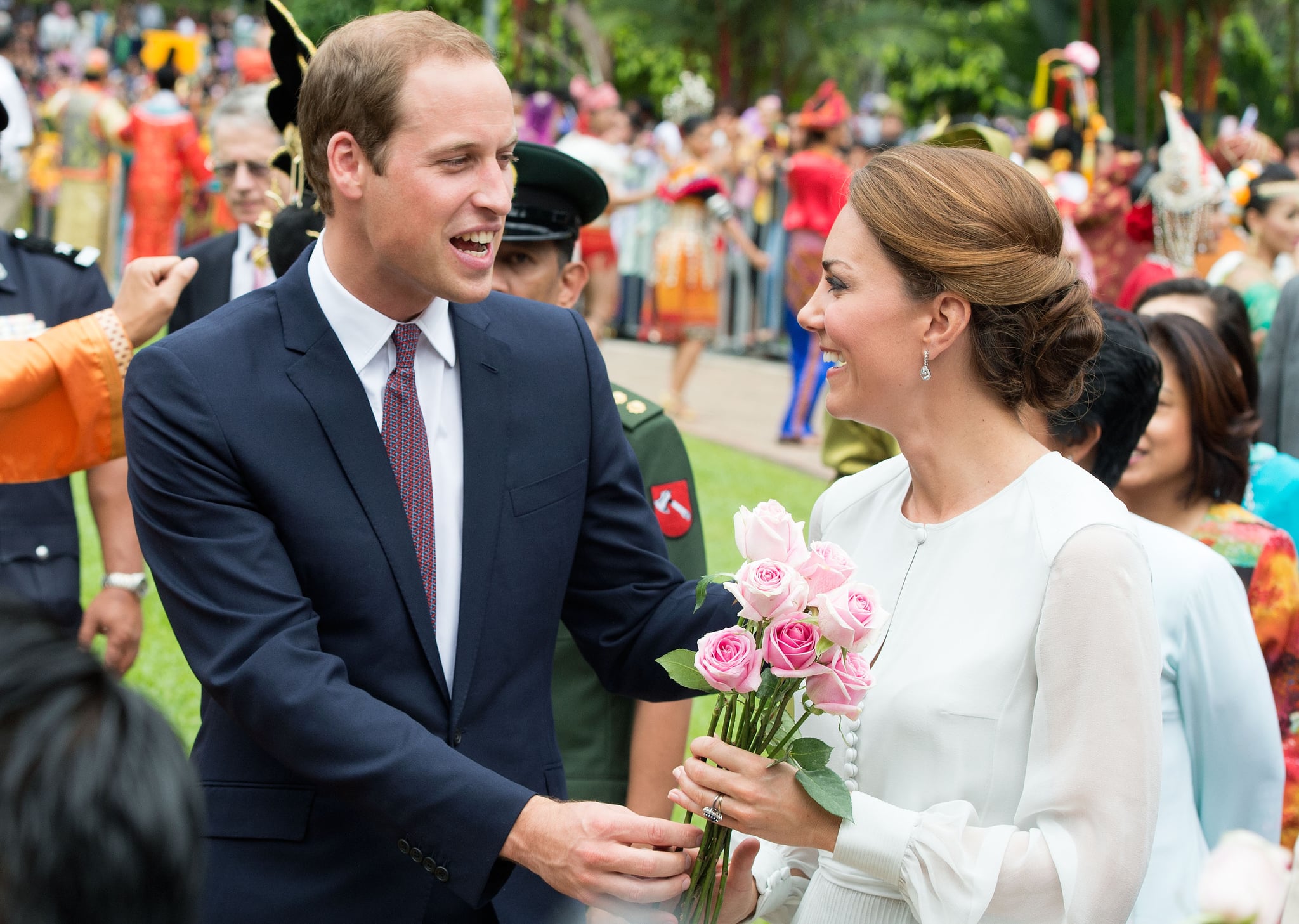 In September 2012, William presented Kate with flowers during stop in