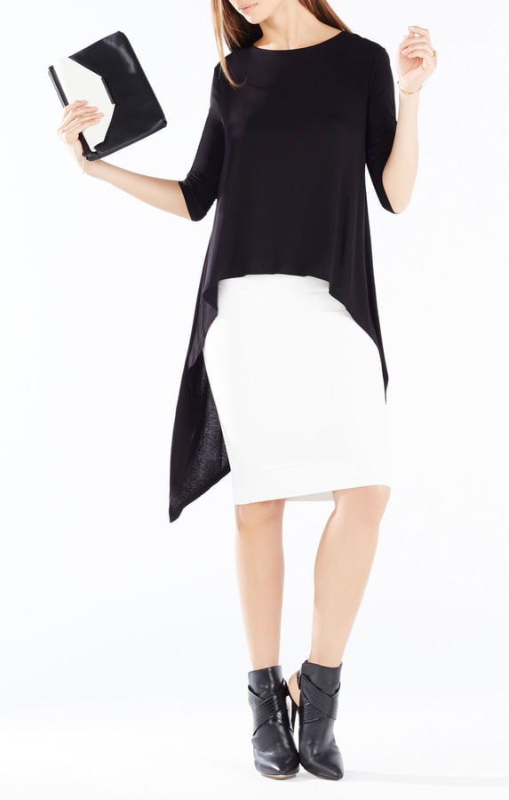 BCBGMAXAZRIA Roxanna Draped High-Low Open-Back Top ($138)