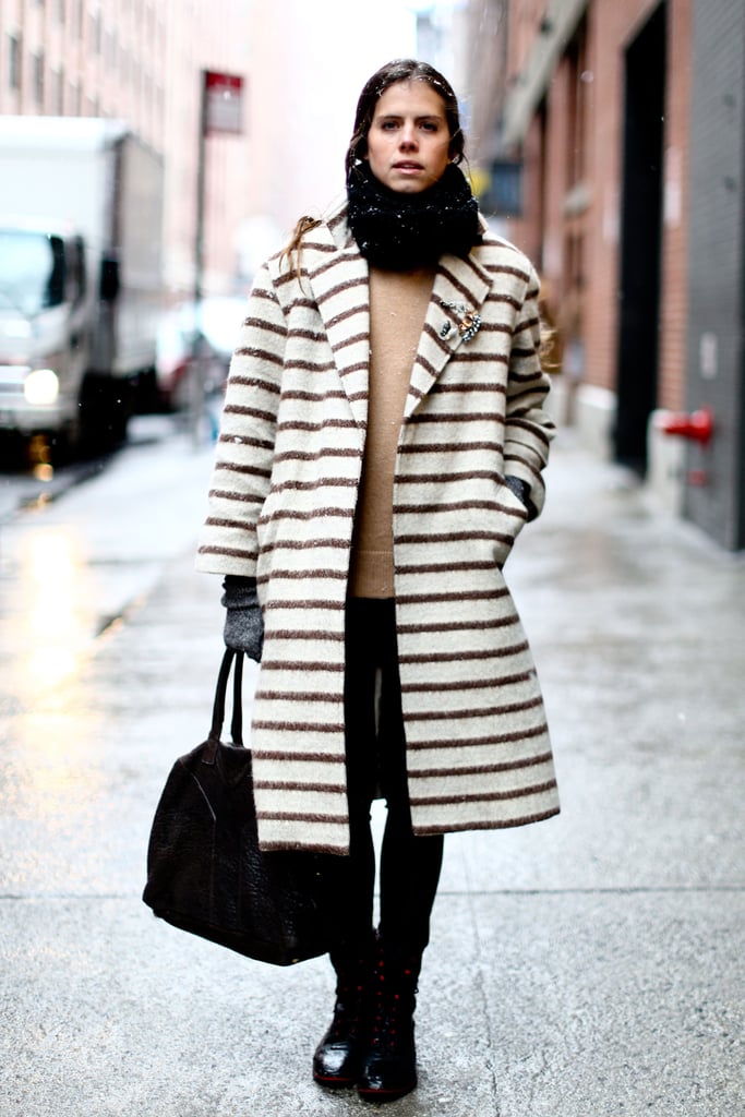 A striped coat was all the statement-making this outfit needed.
A striped coat was all the statement-making this outfit needed.