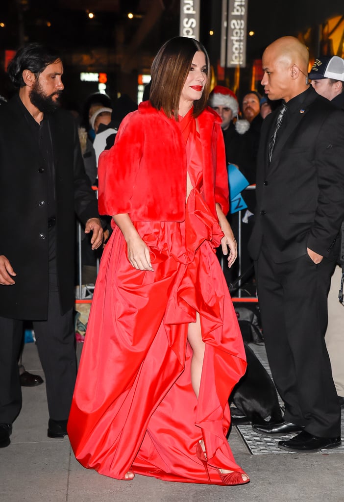 Sandra Bullock Red Dress at Bird Box Screening 2018