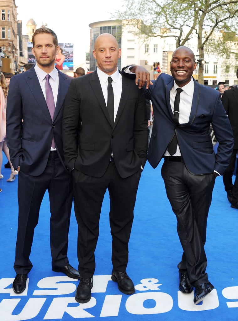 Paul suited up alongside Vin Diesel and Tyrese Gibson for the London premiere of Fast & Furious 6 in May 2013.