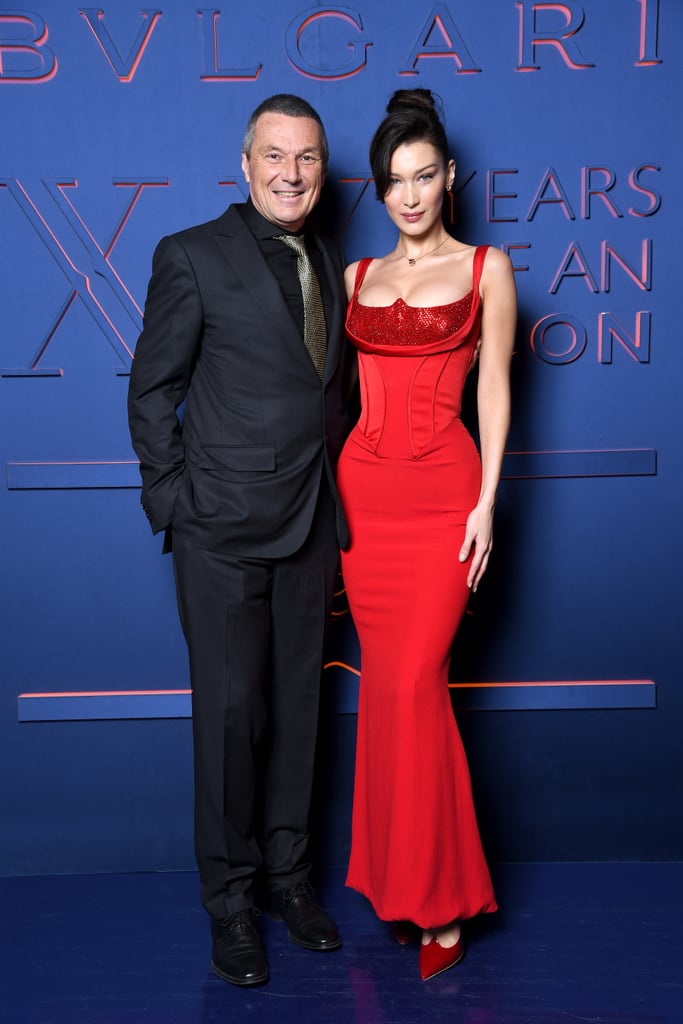 Bella Hadid Red Versace Dress February 2019