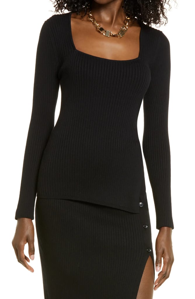A Sexy Date Look: Open Edit Rib Scoop Neck Sweater