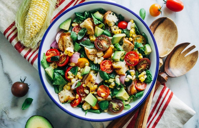 Grilled Corn Poblano Panzanella