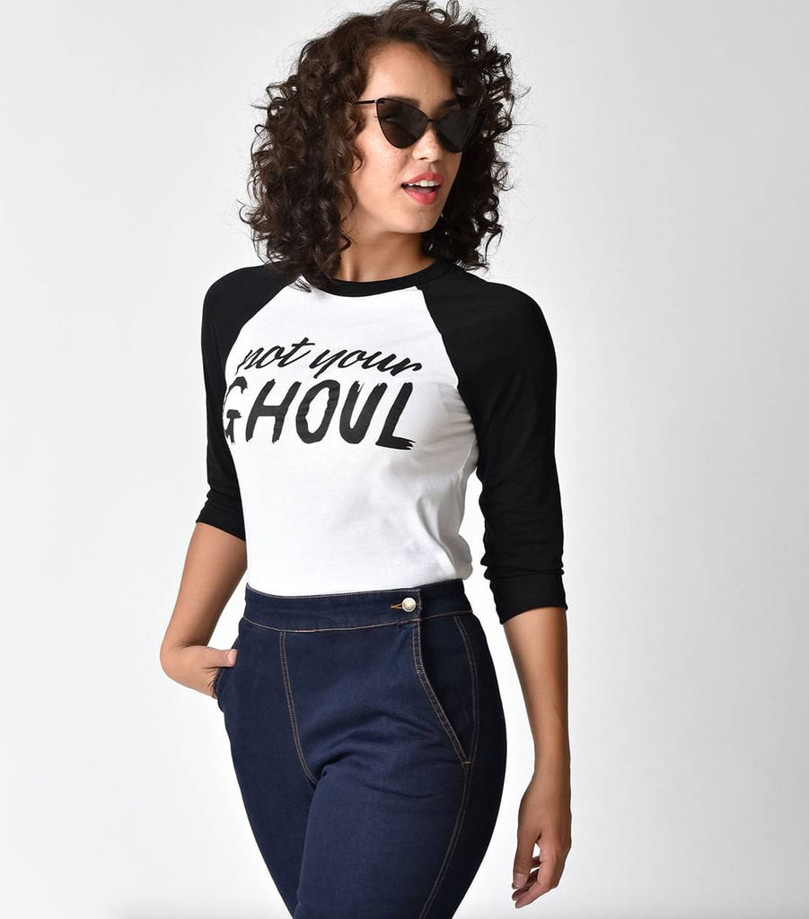 Black & White Not Your Ghoul Sleeved Cotton Raglan Tee ($36)