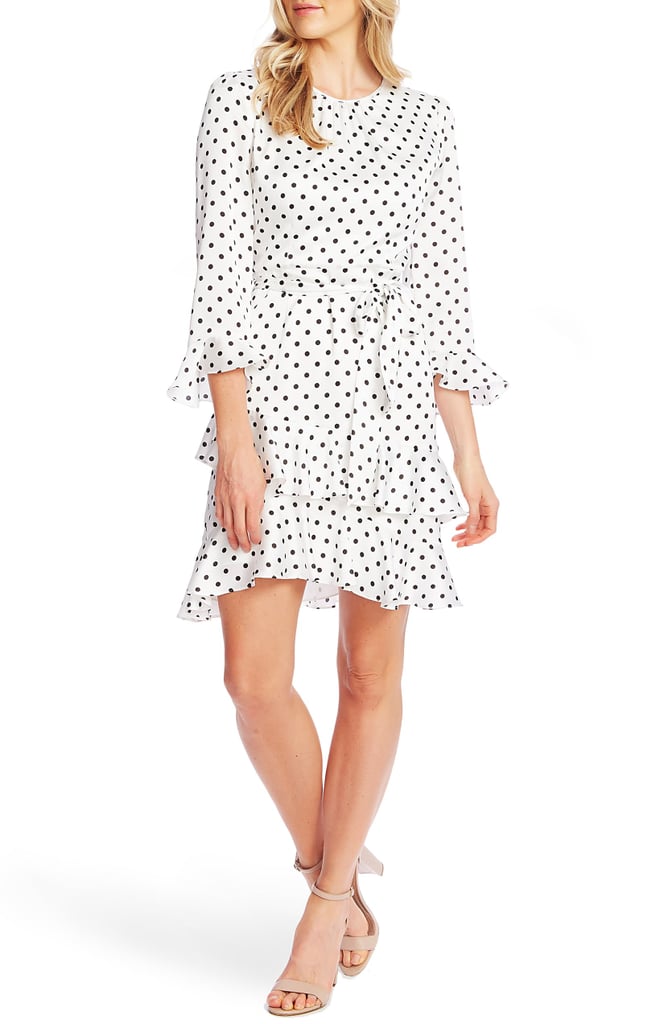 CeCe Pop Dot Tiered Ruffle Fit & Flare Dress